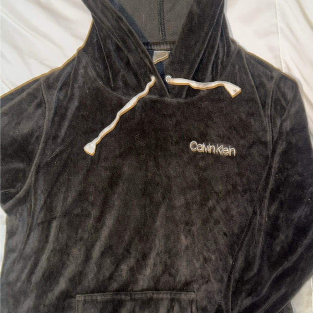 Calvin Klein Charcoal Velour Hoodie
